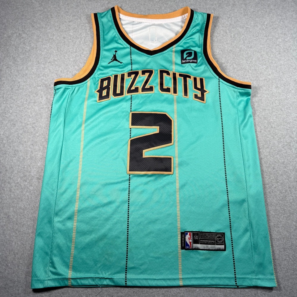 Jordan Charlotte Hornets LaMelo Ball Buzz City Jersey Teal Mens 50 Large